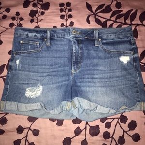 Slightly worn denim shorts